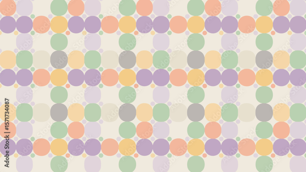 Poster a pastel colored grid pattern made of circles arranged in rows and columns design