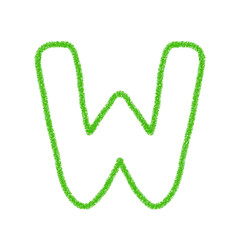 アルファベットW　 手書き文字　かわいい　素材　緑　イラスト　素材　アイコン　クレヨン風
