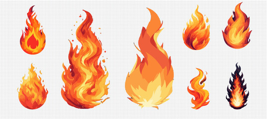 Dynamic Fire Cube Pattern - Vibrant 3D Flame set