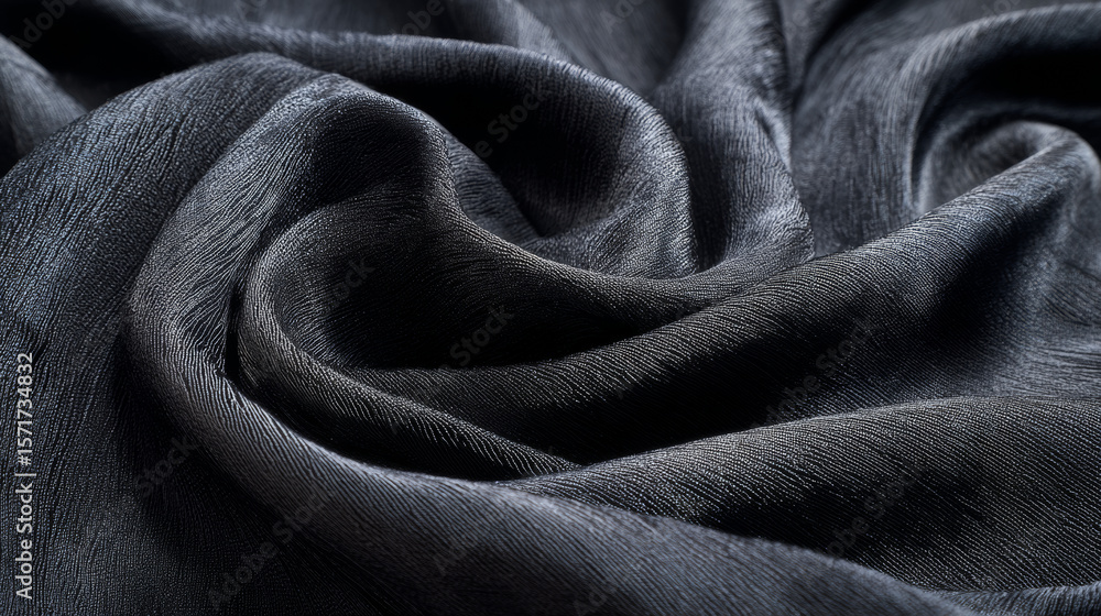Poster black gray satin dark fabric texture luxurious shiny that is abstract silk cloth background with pat