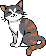 Obraz premium happy cartoon cats collection, cute domestic pet illustrations, playful kitten art