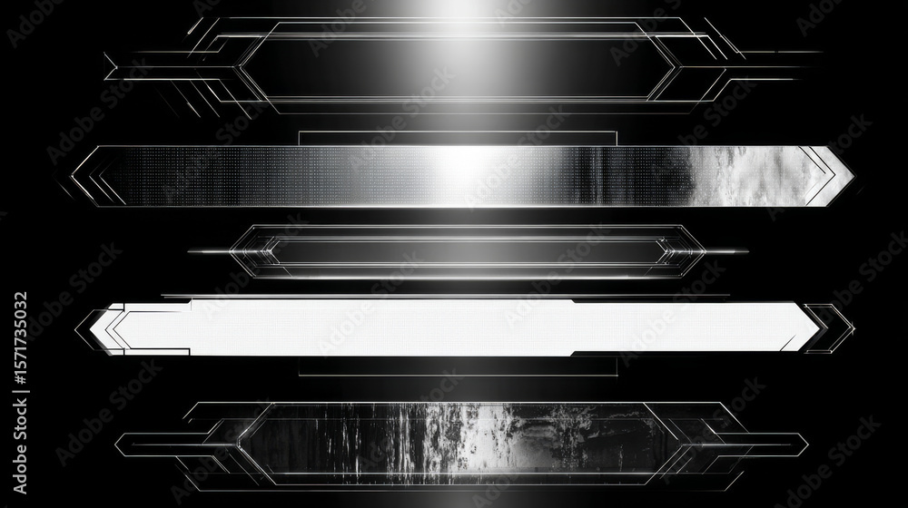 Poster text boxes collection in abstract technology style. futuristic hud elements set. hi-tech cyberpunk f