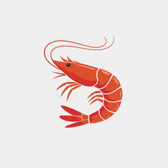Cartoon Illustration of a Red Shrimp