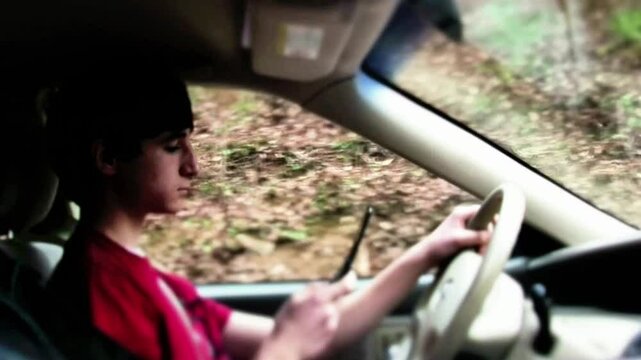 Teen texting and driving car