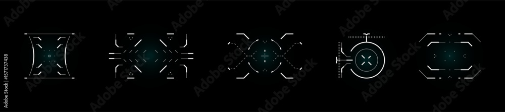 Poster futuristic target hud ui with radar, crosshair, scope and sniper sight. cyber tech vector interface 