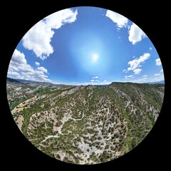 Asarlik Hills Natural Monument Nallihan Ankara  Panoramic view of a sun-drenched landscape with...