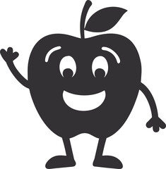 smiling apple fruit vector with hands and leg