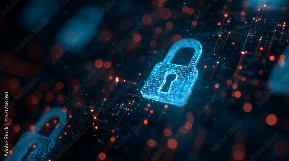 Poster cyber security and information or network protection. future cyber technology web services for busin