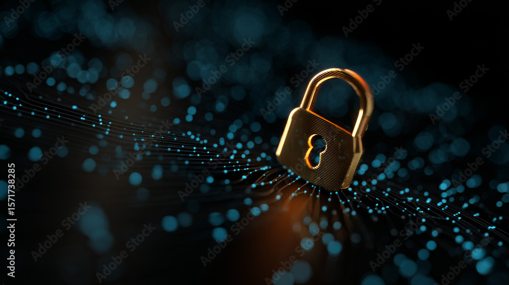 Poster cyber security and information or network protection. future cyber technology web services for busin