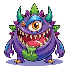 Fototapeta premium Cartoon Monster with One Eye and Spikes a Colorful Character Design