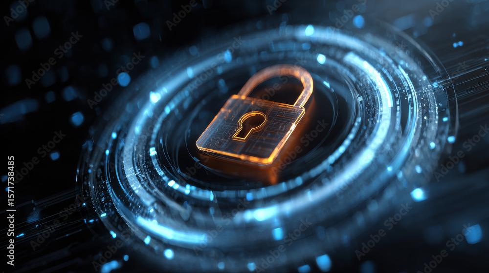 Poster abstract high tech background. data security system, information, or network protection. cyber secur