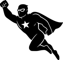 Silhouette of a Superhero Soaring Through the Air