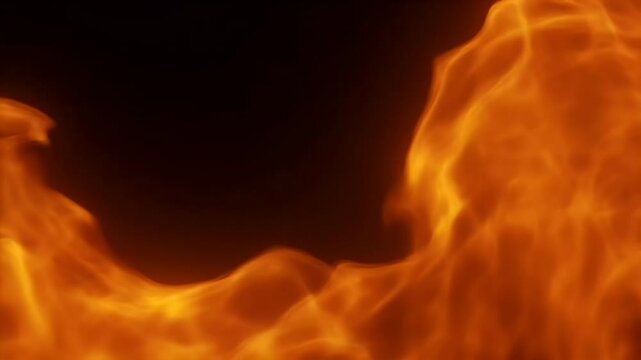 Defocused tongues orange gold flame oscillate softly against black producing abstract warm colour wash fresh description stresses meditative ambience K background perfection compatibility text