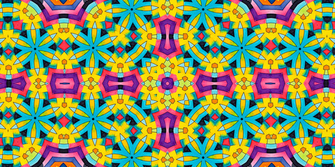 Bright multicolor background with colorful abstract kaleidoscopic pattern