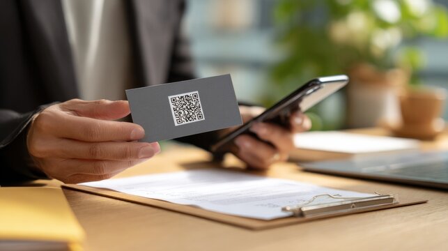 Business card and smartphone