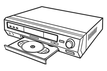 Fototapeta premium Stylized Illustration of a VCR DVD Player with Open Tray for Media