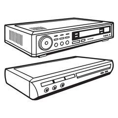 Fototapeta premium Retro Entertainment A Look at Classic Video and Audio Equipment Line Art