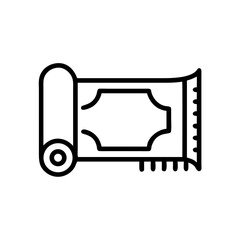 Vector illustration of a rolled rug in a minimalist style with copy space