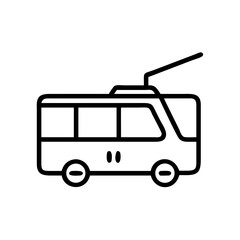 Vector illustration of a trolleybus in a minimalist style with copy space
