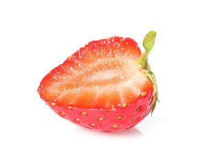 Half of fresh, juicy strawberry isolated on white