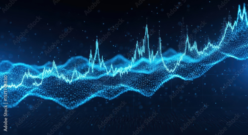 Poster stock market graph chart showing business and financial data analysis with a blue abstract backgroun