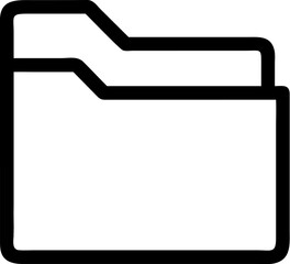A single isolated black stroke line icon of a file folder, representing file storage or organization, clean UI line art, white background.

