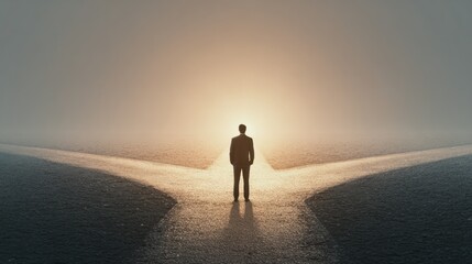 Businessman at a Crossroads
