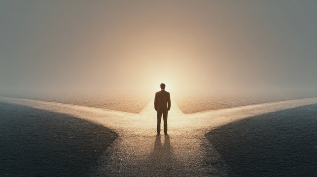 Businessman at a Crossroads
