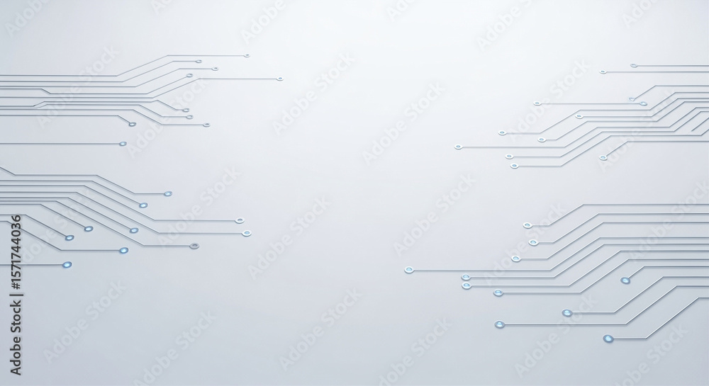 Aufkleber circuit board design with blue glowing nodes and lines on a light background