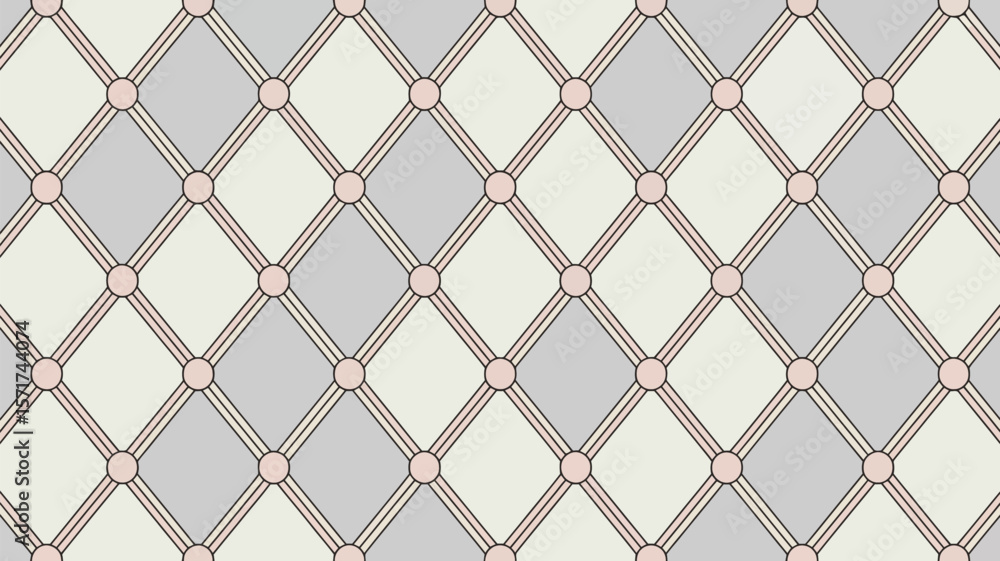 Leinwandbilder a pattern of alternating gray and white squares with circles and double lines grid