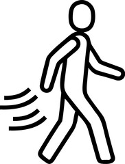 A single isolated black stroke line icon of a person walking with motion lines, representing physical activity or daily walk, monoline style, white background.