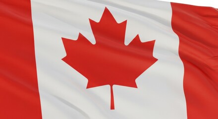 Canadian National Flag Close-Up on White Background