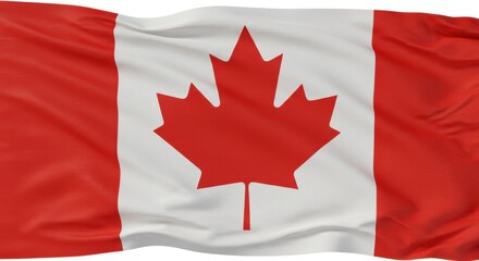 Close-up of the Canadian National Flag on White Background
