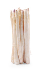 Bunch of raw asparagus spears isolated on white
