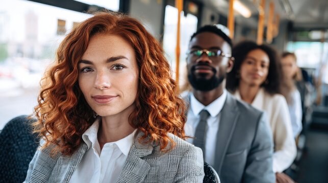 Businesspeople on a bus