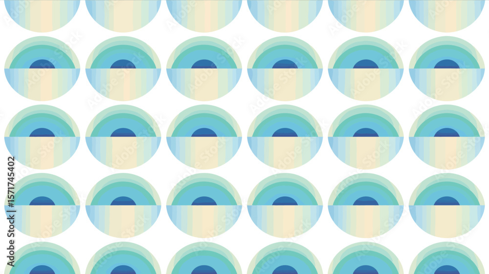 Poster a repeating pattern of semi circles with blue and yellow gradient on white background