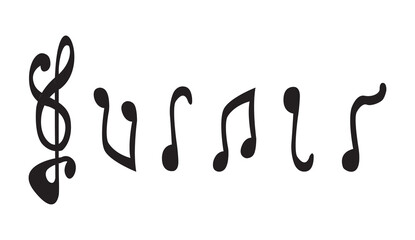 Simple Black Musical Note Vector Set 