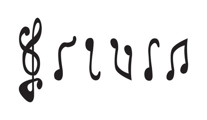 Simple Black Musical Note Vector Set 
