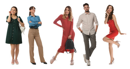 Fototapeta premium Different people on white background. Full-length portraits