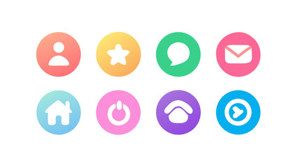 Gradient ui icons set vector design for user interface and user experience use