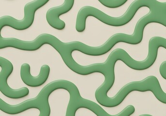 Abstract Green and Beige Wavy Lines Pattern Design Background Texture