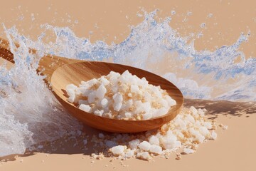 spoon pouring real sugar 