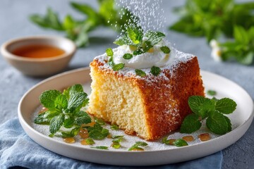 Angel food cake on a white plate