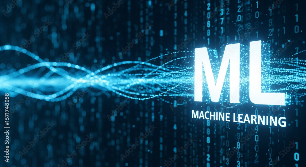 Fototapete ml machine learning data stream abstract digital background