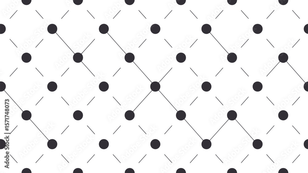 Poster a repetitive pattern of black dots connected by lines on a light background
