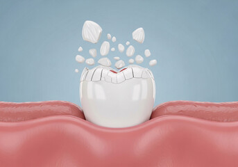 A Crumbling Tooth Representing Tooth Decay and Dental Health Problems