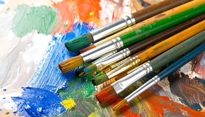 Obraz premium Paintbrushes on a colorful palette