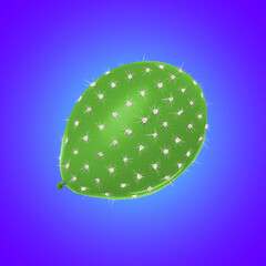 Green balloon covered with cactus prickles on blue background