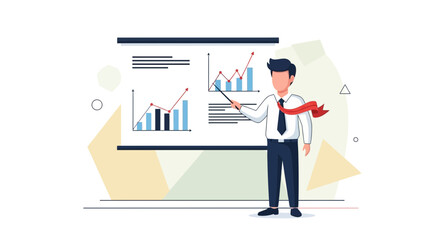 Professional Businessman Presenting Business Growth Chart And Financial Success Data