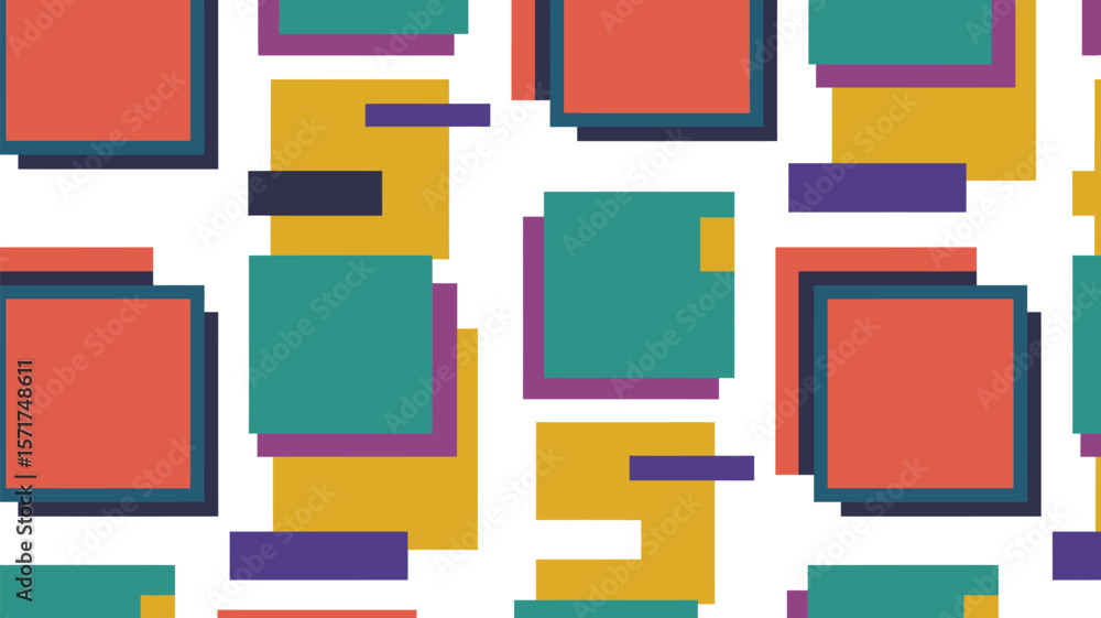 Poster colorful geometric pattern with squares and rectangles on a light background